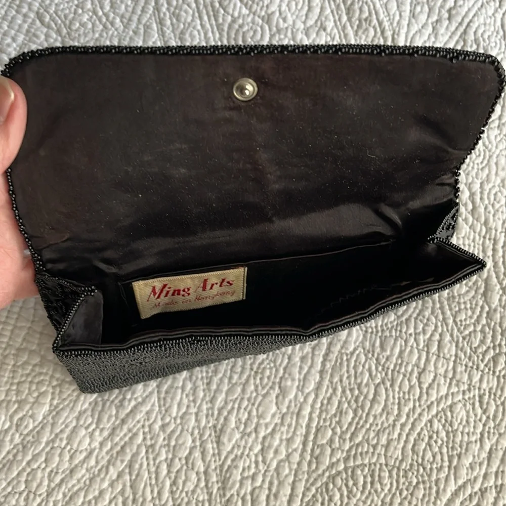 Vintage beaded clutch purse black